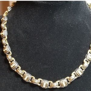 Gold and silver tone link necklace